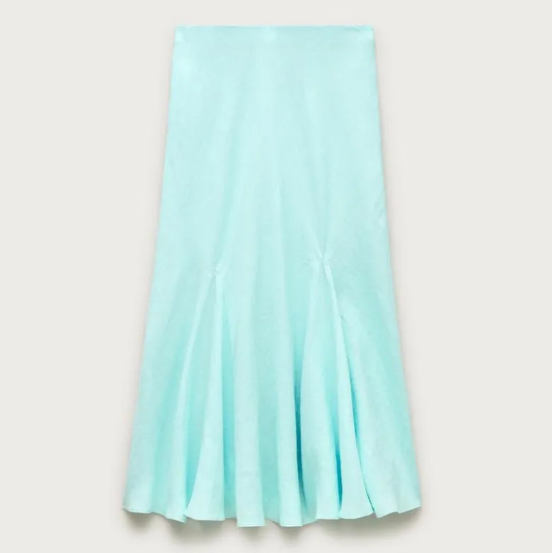 Petite Gwyneth flounce-hem slip skirt in linen