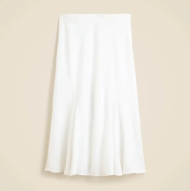 Petite Gwyneth flounce-hem slip skirt in linen