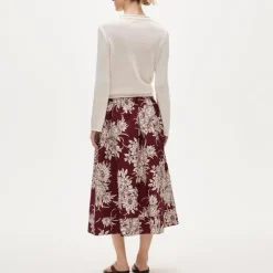 Petite pull-on midi skirt in pineapple garden print