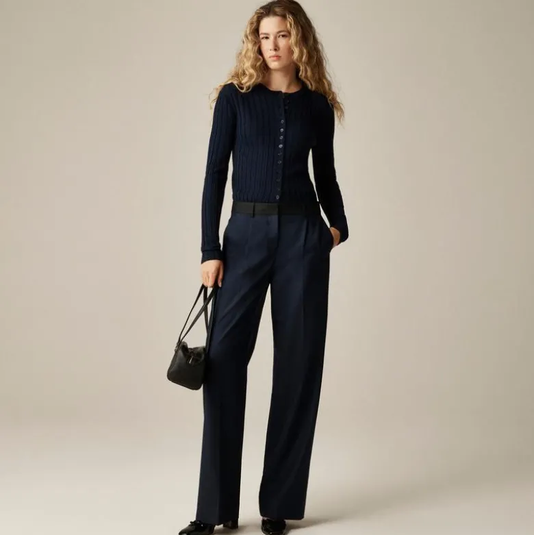 Petite relaxed-fit pleated pant in wool blend
