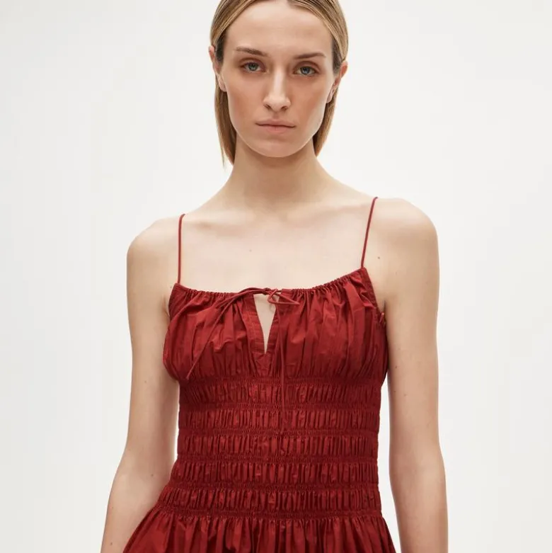 Petite Reverie dress in colorblock cotton poplin