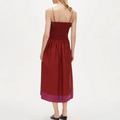 Petite Reverie dress in colorblock cotton poplin