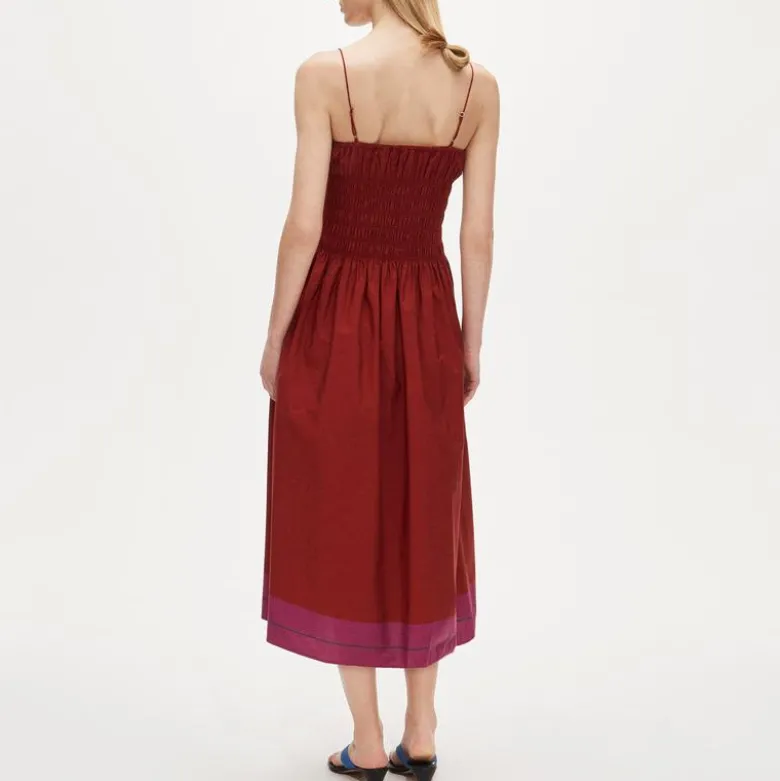 Petite Reverie dress in colorblock cotton poplin
