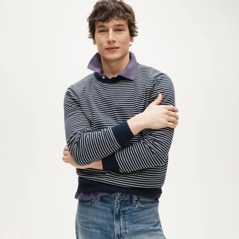 Pima cotton sweater in stripe