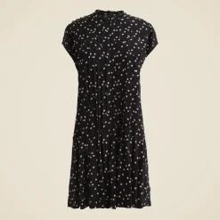 Pintuck shift dress in midnight floral print