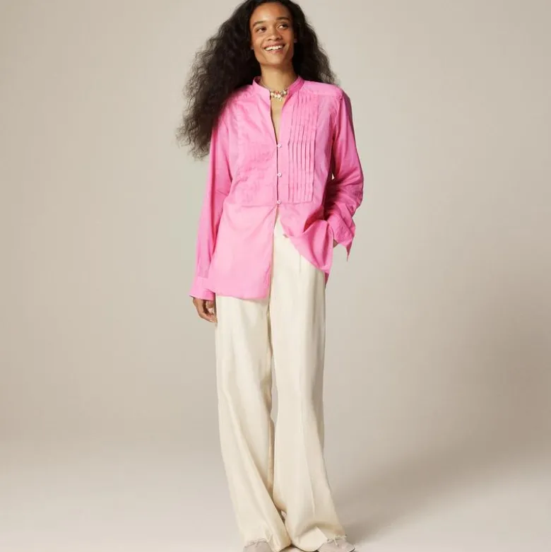 Pintuck top in cotton voile