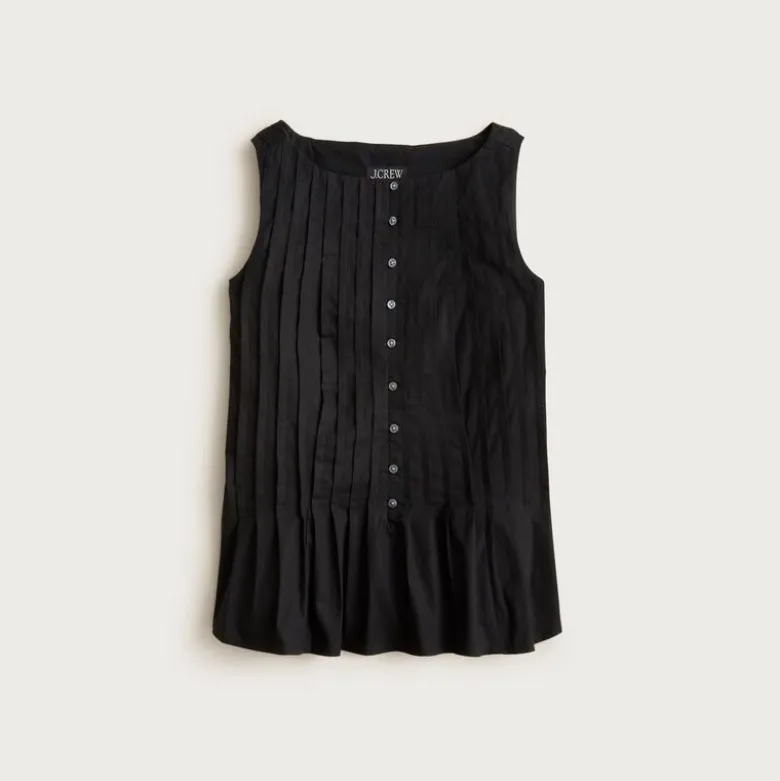 Pintuck top in premium-weight cotton poplin