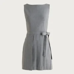 Pleated mini dress with tie detail