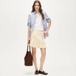 Pleated mini skirt in Gramercy linen blend