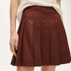 Pleated mini skirt in Gramercy linen blend