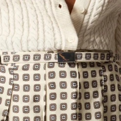 Pleated prep skirt in foulard print
