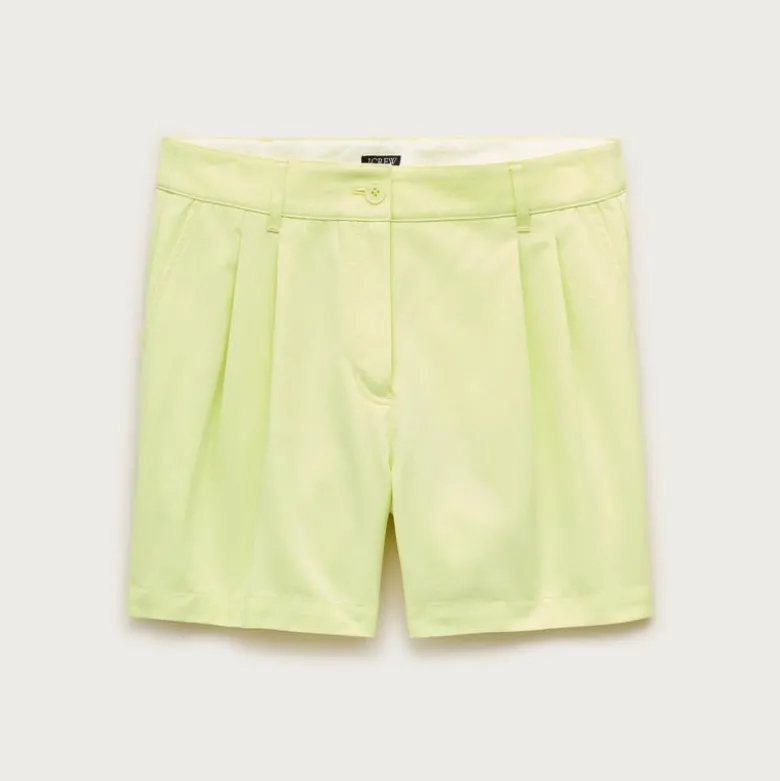 Pleated short in cotton-nylon blend