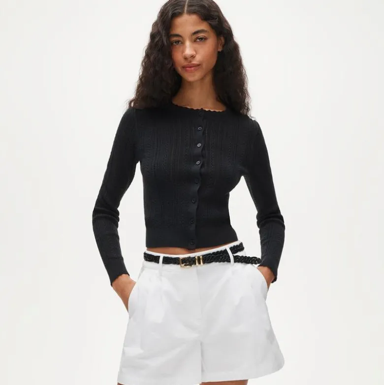 Pleated short in cotton-nylon blend