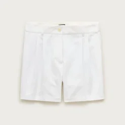 Pleated short in cotton-nylon blend