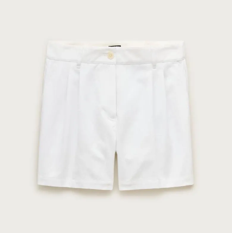 Pleated short in cotton-nylon blend