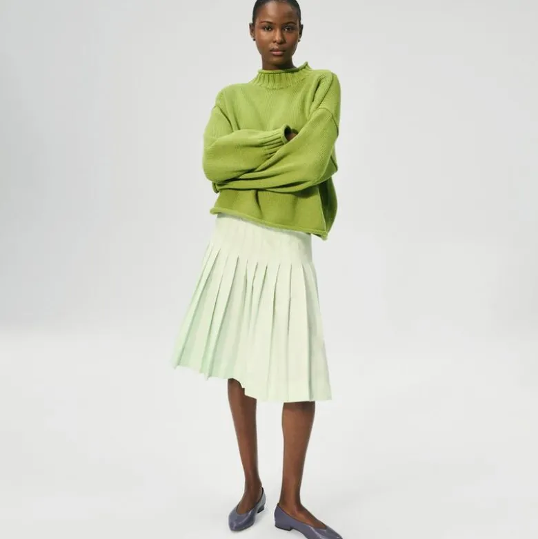 Pleated skirt in cotton poplin