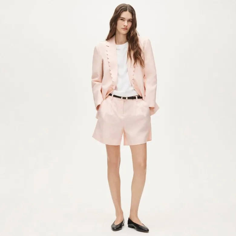 Pleated trouser short in Gramercy linen blend