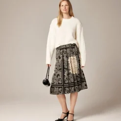 Pleated wrap skirt in paisley scarf print