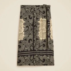 Pleated wrap skirt in paisley scarf print