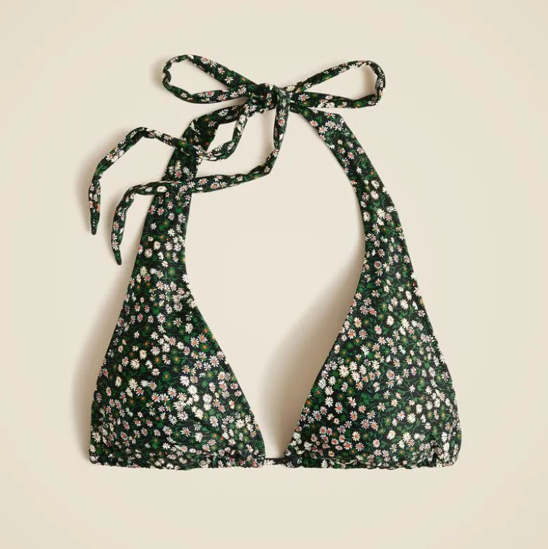 Plunge O-ring bikini top in Liberty® Marguerite fabric