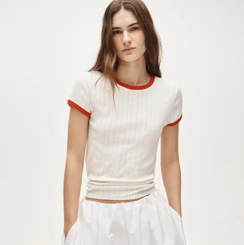 Pointelle ringer T-shirt