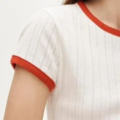 Pointelle ringer T-shirt