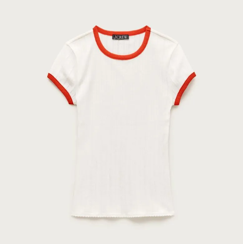 Pointelle ringer T-shirt