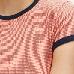 Pointelle ringer T-shirt in stripe