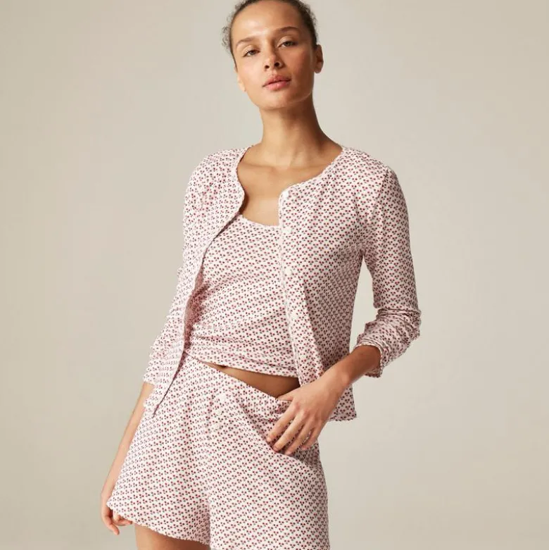 Pointelle short in ditsy floral