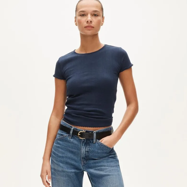 Pointelle short-sleeve T-shirt