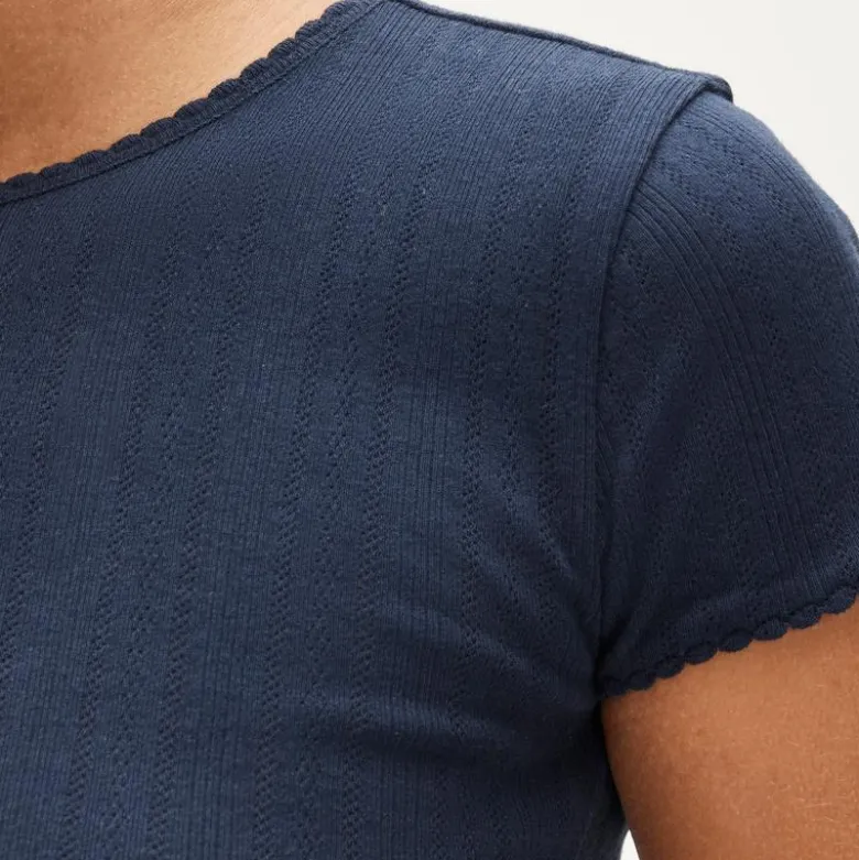 Pointelle short-sleeve T-shirt