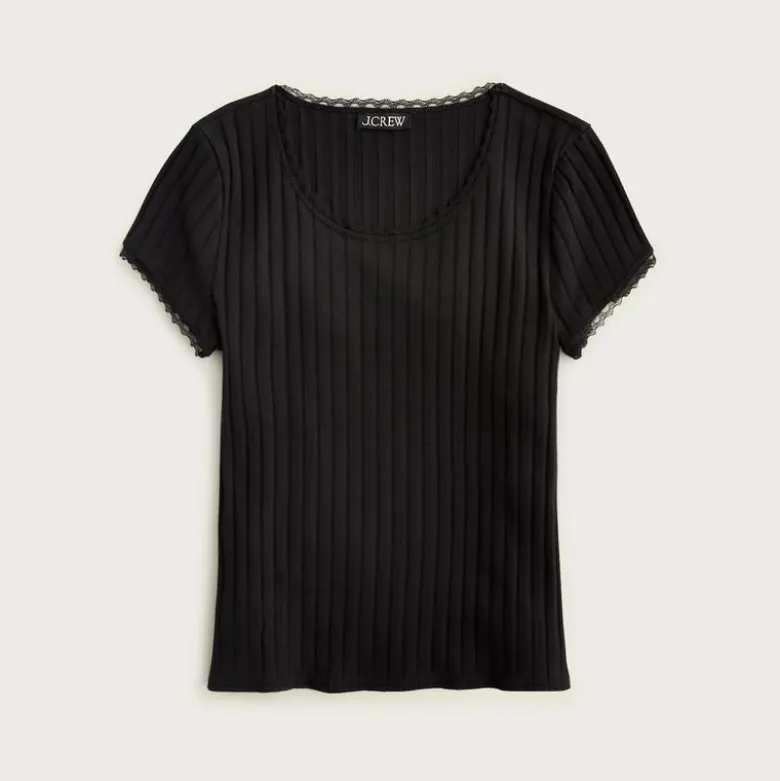 Pointelle short-sleeve T-shirt