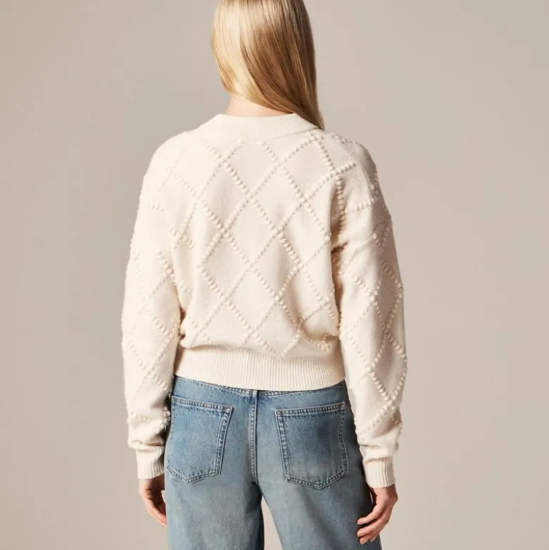 Popcorn-stitch cardigan in vintage wool