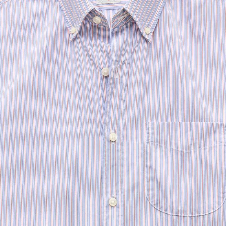 Poplin shirt with button-down collar
