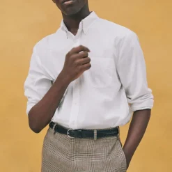 Poplin shirt with button-down collar