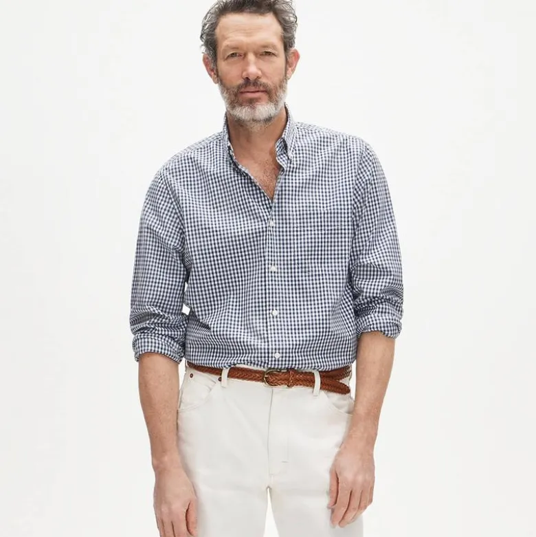 Poplin shirt with button-down collar