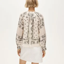 Popover top in bandana-print ramie