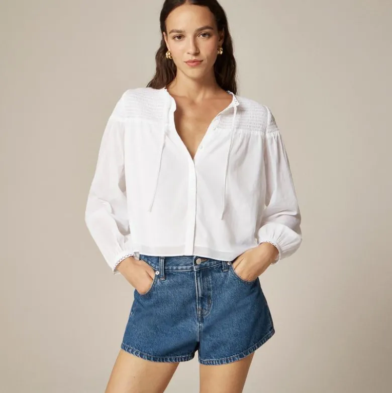Popover top in cotton voile
