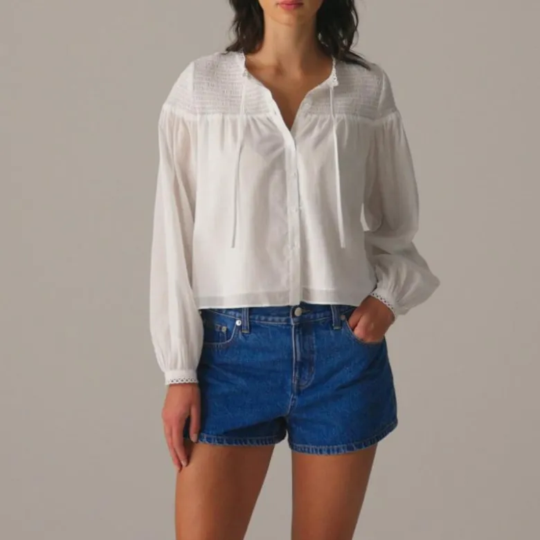 Popover top in cotton voile