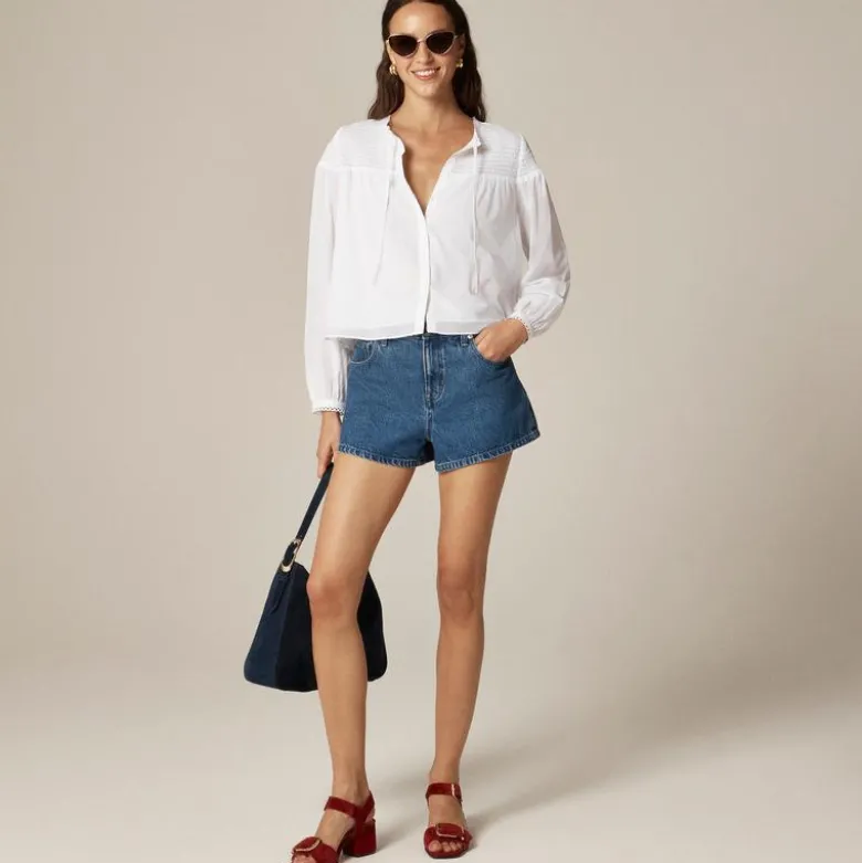Popover top in cotton voile