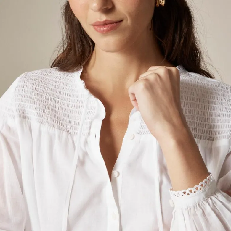 Popover top in cotton voile
