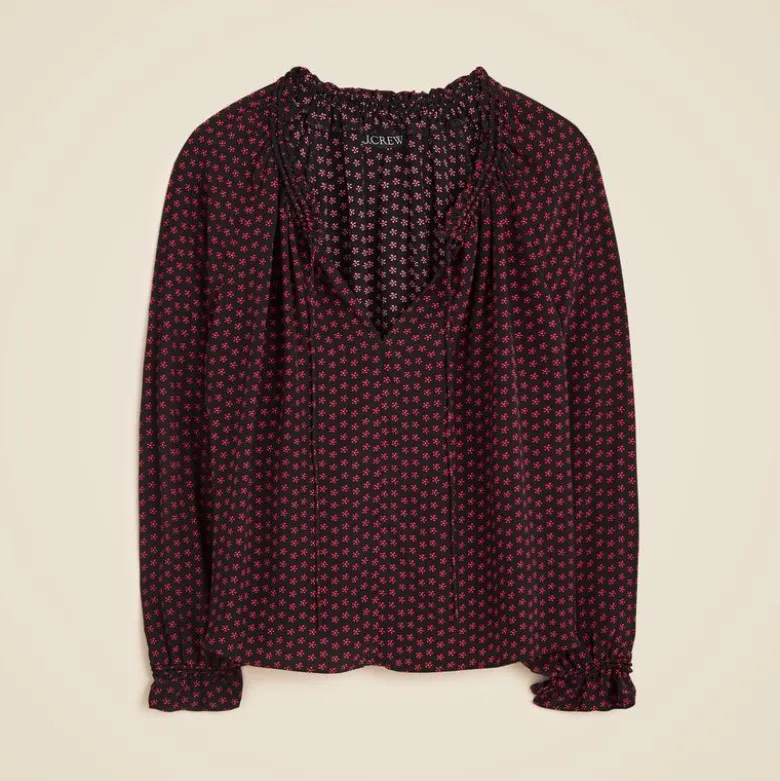 Popover top in ditsy floral crepe de chine