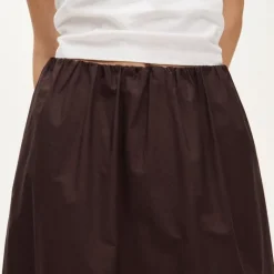Pull-on midi skirt in cotton poplin