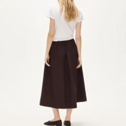 Pull-on midi skirt in cotton poplin