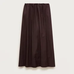 Pull-on midi skirt in cotton poplin