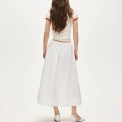 Pull-on midi skirt in cotton poplin