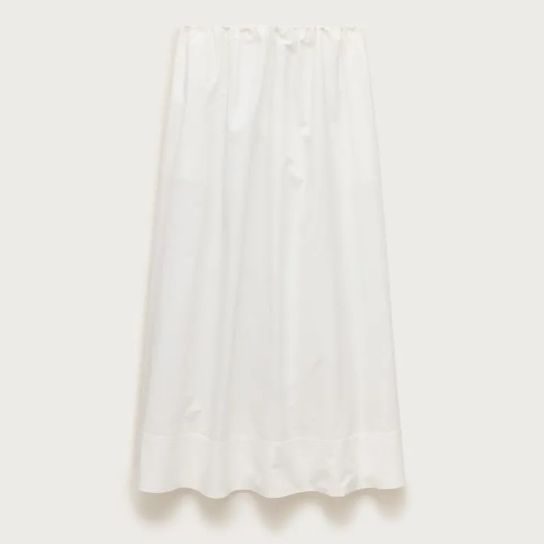 Pull-on midi skirt in cotton poplin