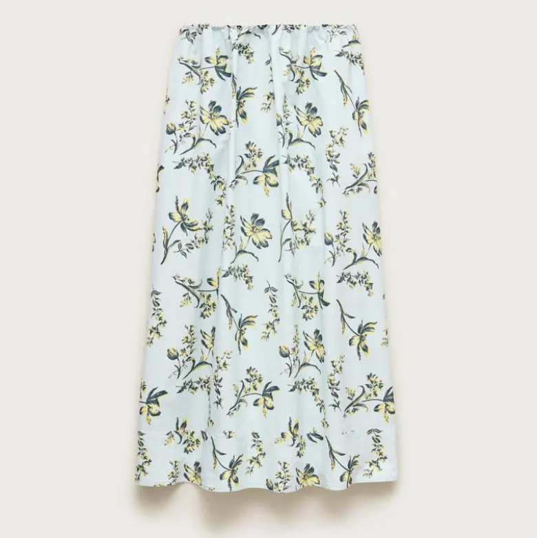 Pull-on midi skirt in lotus print