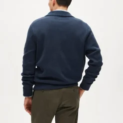 Quarter-zip sweater in milano-stitch cotton