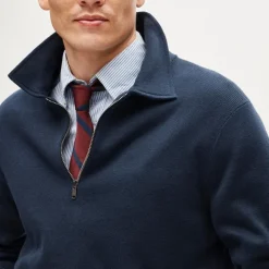 Quarter-zip sweater in milano-stitch cotton